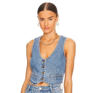 Rolla’s X Phoebe Tonkin Dallas Vest. Mid Vintage Blue. Size S